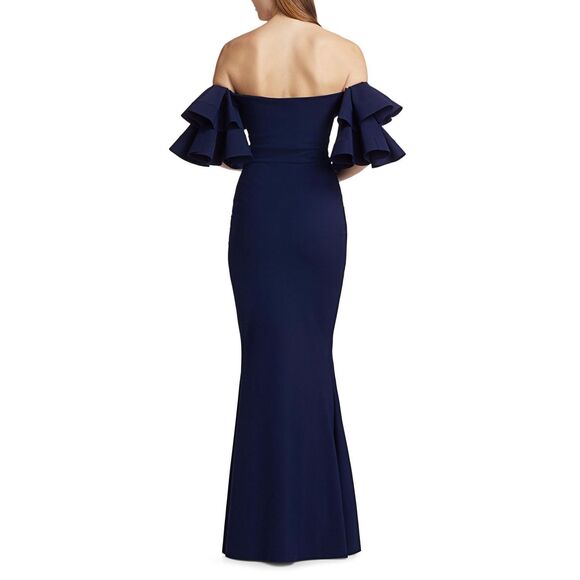 Chiara Boni La Petite Robe Womens Parvati Off-The-Shoulder Gown Blue Notte 8 - Picture 4 of 14